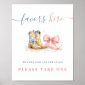 Laarzen & Strikte Geslachtsaankondiging Feest Favo Poster (Voorkant)
