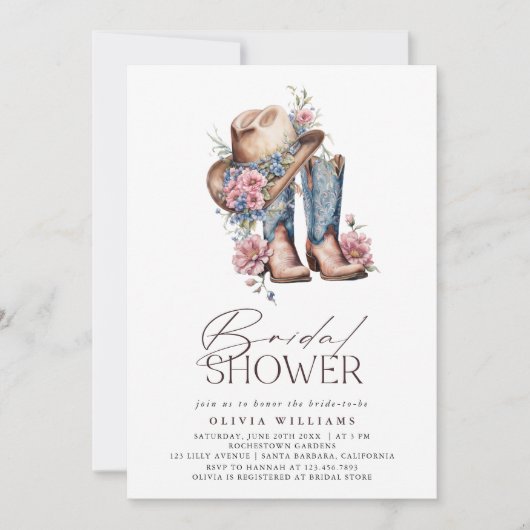 Laarzen Western Cowgirl Floral Vrijgezellenfeest Kaart (Voorkant)