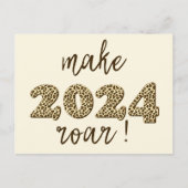Laat 2024 brullen! Leuke Leopard Print Nieuwjaar Briefkaart (Voorkant)