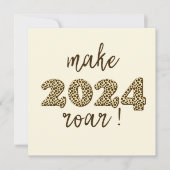 Laat 2024 brullen! Leuke luipaard print Nieuwjaar Kaart (Voorkant)