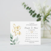 Laat 50e Jubileum elegant de datumkalender Aankondigingskaart (Staand voorkant)