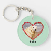 Laat aangepaste naam uw foto pootafdrukken aqua sleutelhanger (Voorkant)