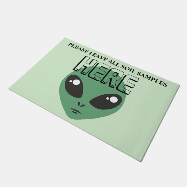 Laat alle bodemmonsters hier, buitenaards deurmat (Schuin)