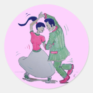 laat allen de draai doen van het swing dansers ronde sticker
