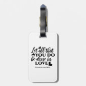 Laat alles geschieden in liefde (1 Kor.16:14) Bagagelabel (Achterkant verticaal)