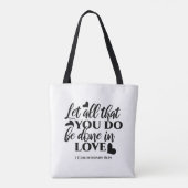 Laat alles geschieden in liefde (1 Kor.16:14) Tote Bag (Achterkant)