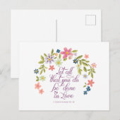 Laat alles wat je doet in liefdesbijbelvers briefkaart (Voorkant / Achterkant)