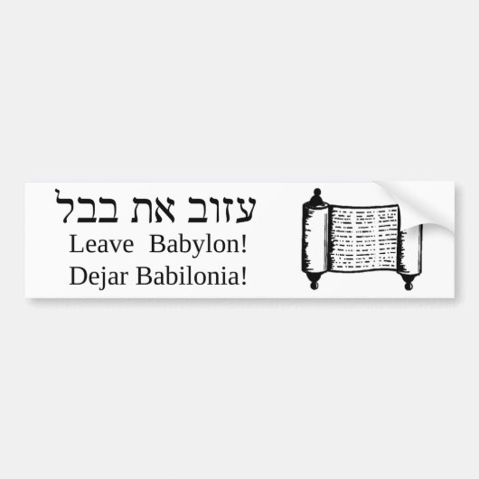 Laat Babylon! Bumpersticker (wit) (Voorkant)