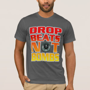 Laat beats vallen, geen bommen t-shirt