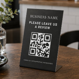 Laat beoordelings QR-code bedrijfsbedrijf achter Reclamebord Met Voetstuk