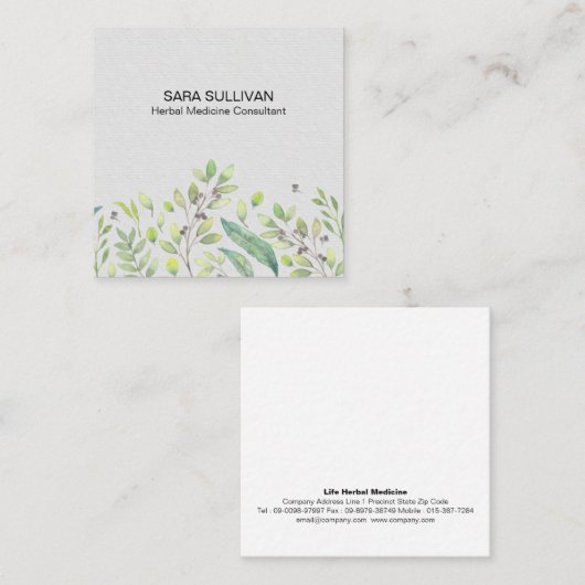 Laat bessen kruidengeneeskunde kruiden vierkante visitekaartje (Voorkant / Achterkant)