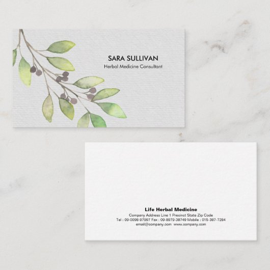Laat bessen kruidengeneeskunde kruiden visitekaartje (Voorkant / Achterkant)