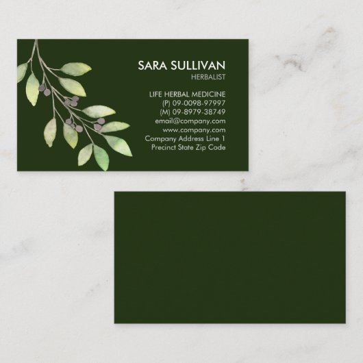 Laat bessen kruidengeneeskunde kruiden visitekaartje (Voorkant / Achterkant)