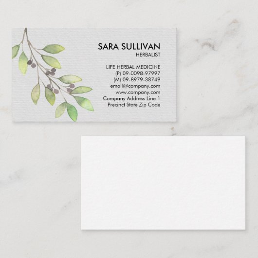 Laat bessen kruidengeneeskunde kruiden visitekaartje (Voorkant / Achterkant)