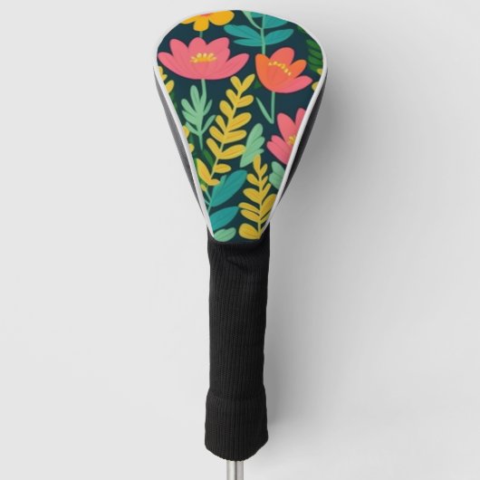 Laat bloemen kleurrijk ontwerp golfheadcover (Voorkant)
