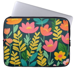 Laat bloemen kleurrijk ontwerp laptop sleeve