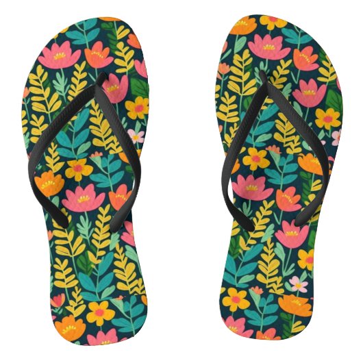 Laat bloemen kleurrijk ontwerp teenslippers (Voetbed)
