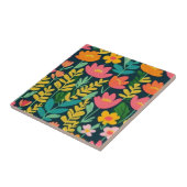 Laat bloemen kleurrijk ontwerp tegeltje (Zijkant)