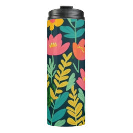 Laat bloemen kleurrijk ontwerp thermosbeker