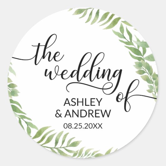 laat botanische krans de bruiloft van zeehonden ronde sticker (Voorkant)