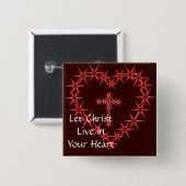 LAAT CHRIST LEVEN IN UW HART VIERKANTE BUTTON 5,1 CM (Voorkant /achterkant)