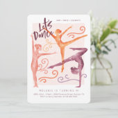 Laat Dance, Fun whimsical Gymnastic Dance Birthday Kaart (Staand voorkant)