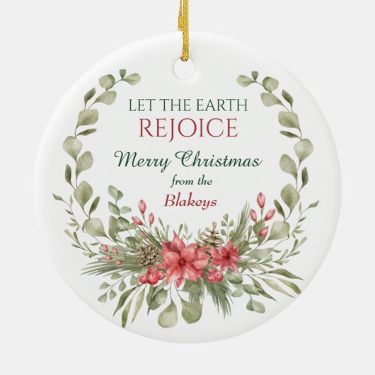 Laat de Aarde vreugde Deer Fawn Wreath Keramisch Ornament (Achterkant)