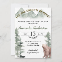 LAAT DE ADVENTUUR BEGINNEN BABY SHOWER-INVITATIE