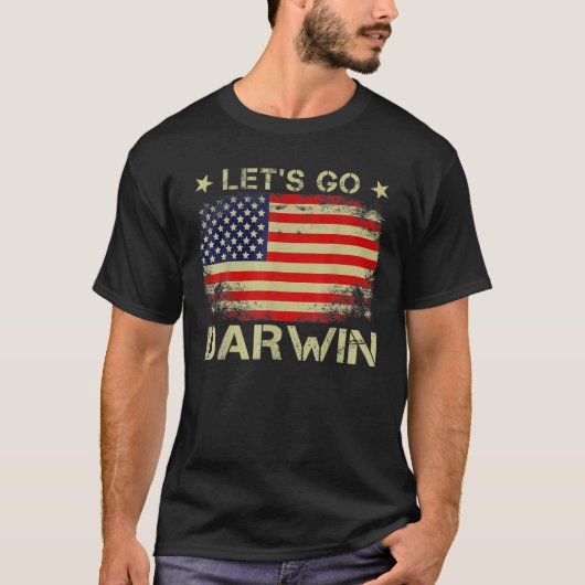 Laat de Amerikaanse vlag van Darwin los. T-shirt (Voorkant)