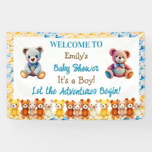 Laat de Avonturen Beginnen Jongens Baby Shower Spandoek
