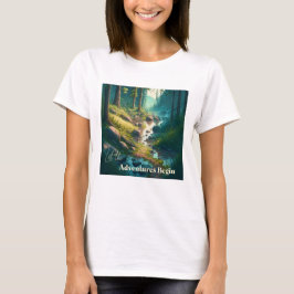 Laat de Avonturen Beginnen | Kampeer Kunst T-shirt