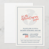 Laat de avonturen beginnen Reisdouche uitnodiging (Voorkant / Achterkant)