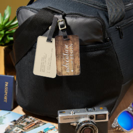 Laat de avontuur houten print bagage bagagelabel