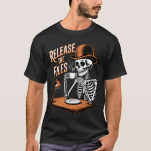 Laat De Bestanden Skelet Koffie Drinken Onder Lamp T-shirt