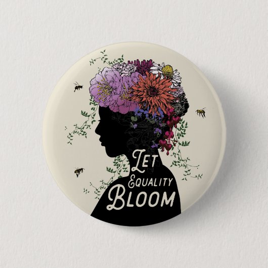 Laat de Bloom van de Gelijkheid - ronde knoop Button 5,7 Cm (Voorkant)