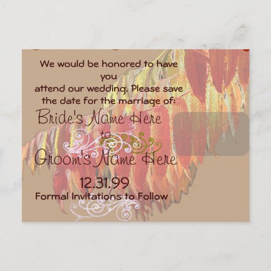 Laat de datum opslaan aankondigingskaart (Achterkant)