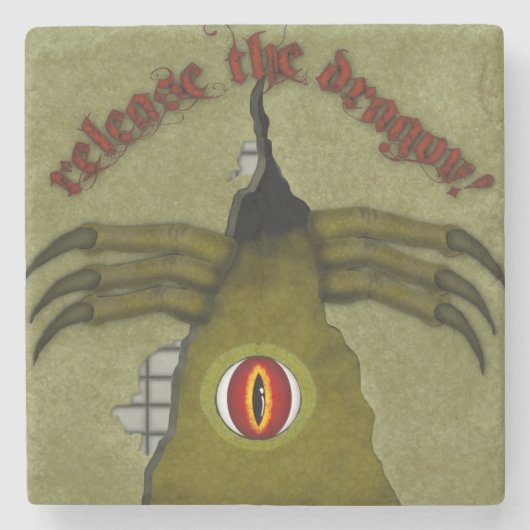 Laat de draak los! Digitale kunst Stenen Onderzetter (Voorkant)