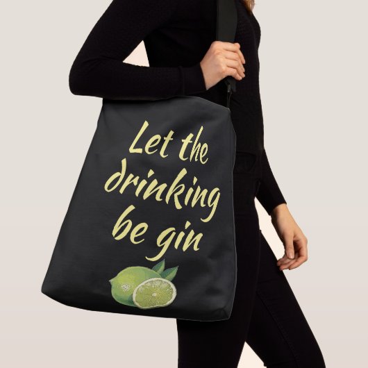 Laat de drink gin Canvas tas beginnen. Black (Dichtbij)