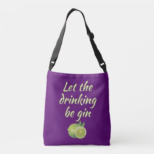 Laat de drink gin Canvas tas beginnen. Paars (Achterkant)