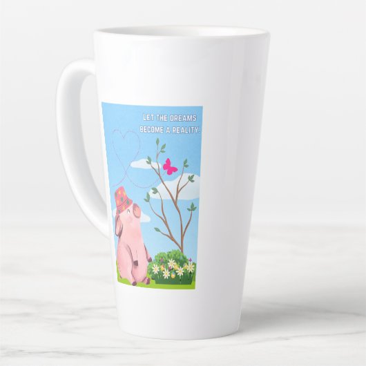 Laat de droom- varken citeren latte mok (Linkerhoek)