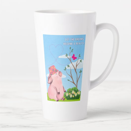 Laat de droom- varken citeren latte mok (Rechts)