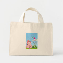 Laat de droom- varken citeren mini tote bag