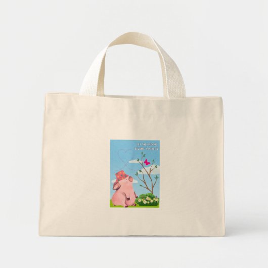 Laat de droom- varken citeren mini tote bag (Voorkant)