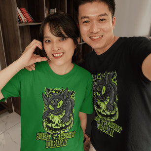 Laat de duisternis los met de kwaadaardige kat Hal T-shirt