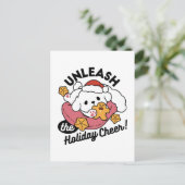 Laat de feestvreugde los - Schattigee hondenkerst Briefkaart (Staand voorkant)
