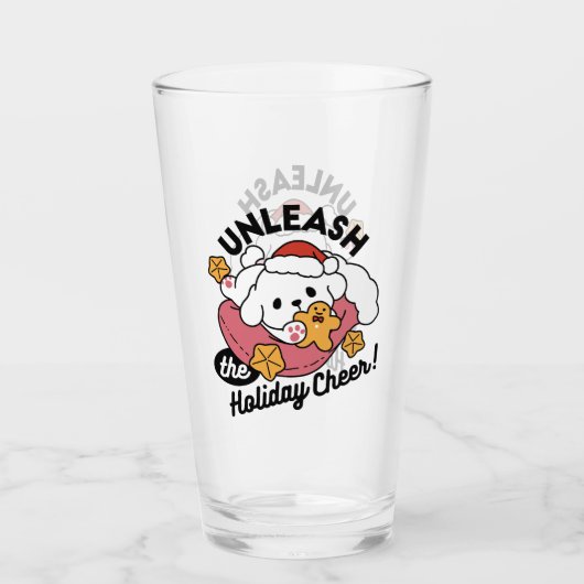 Laat de feestvreugde los - Schattigee hondenkerst Glas (Voorkant)