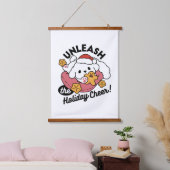 Laat de feestvreugde los - Schattigee hondenkerst Hangend Wandkleed (Slaapkamer)