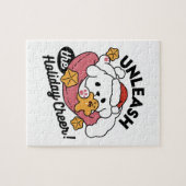 Laat de feestvreugde los - Schattigee hondenkerst Legpuzzel (Horizontaal)