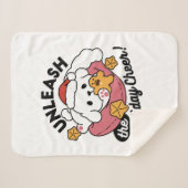 Laat de feestvreugde los - Schattigee hondenkerst Sherpa Deken (Voorkant (horizontaal))