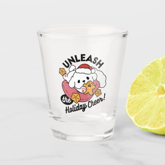 Laat de feestvreugde los - Schattigee hondenkerst Shot Glas (Voorkant)